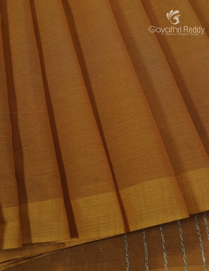 Pure Handloom Cotton Saree in Mustard