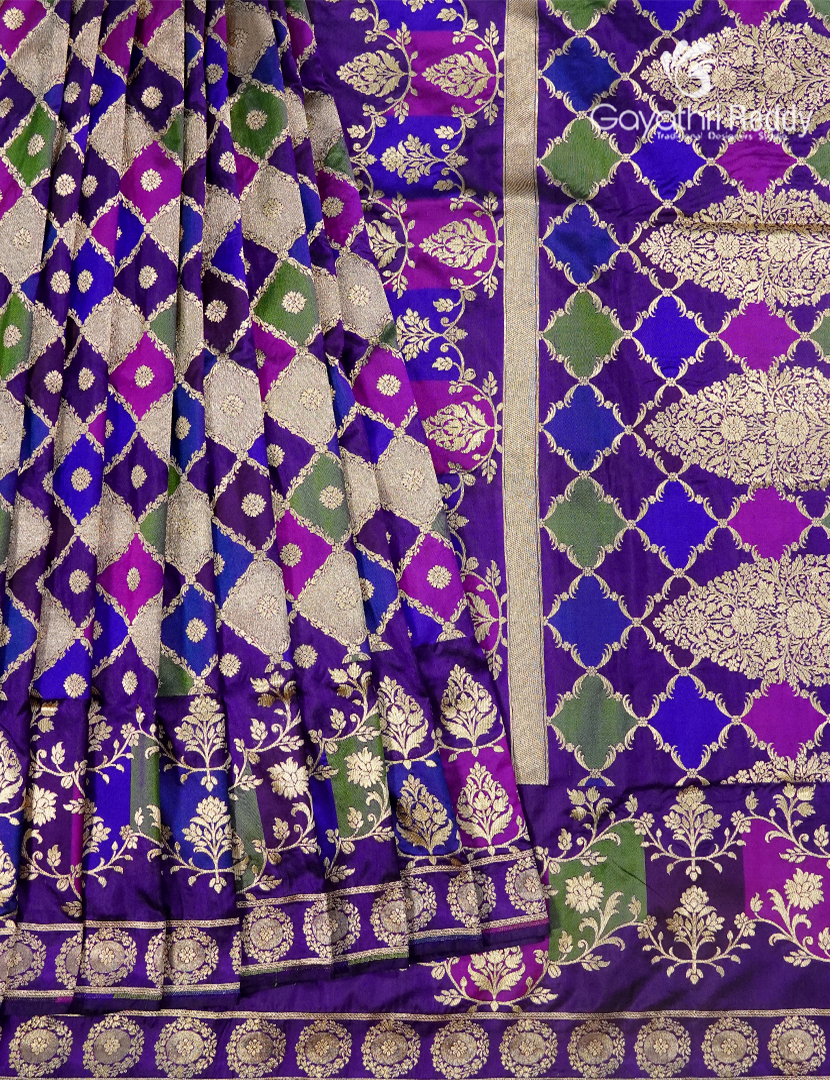 Pure Banaras Katan Silk Saree in Purple