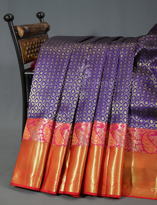 Vasthram Silk - Purple Gadwal Silk lehenga Material With... | Facebook