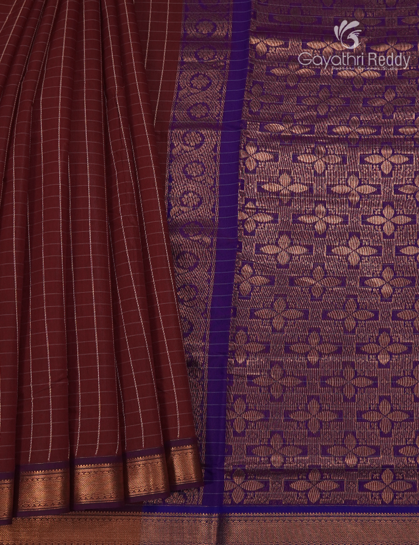Kanchipuram Sico Saree in Maroon and Violet