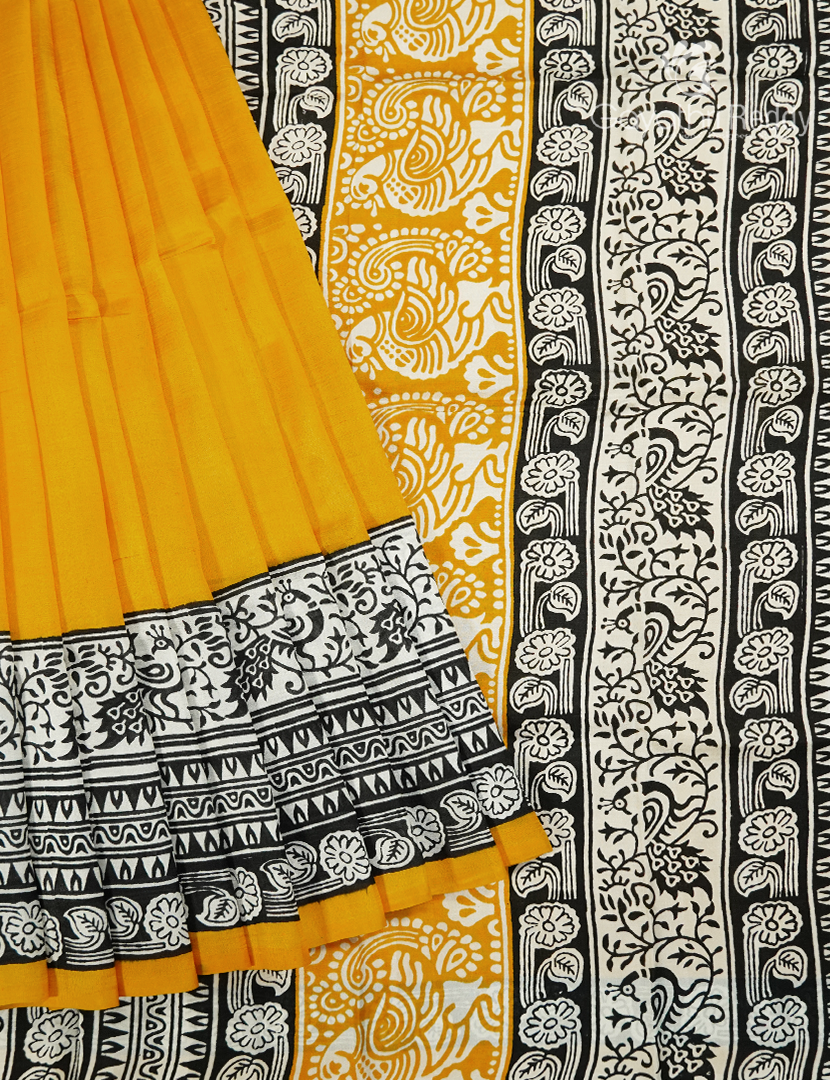 Pure Silk Saree in Mango Yellow