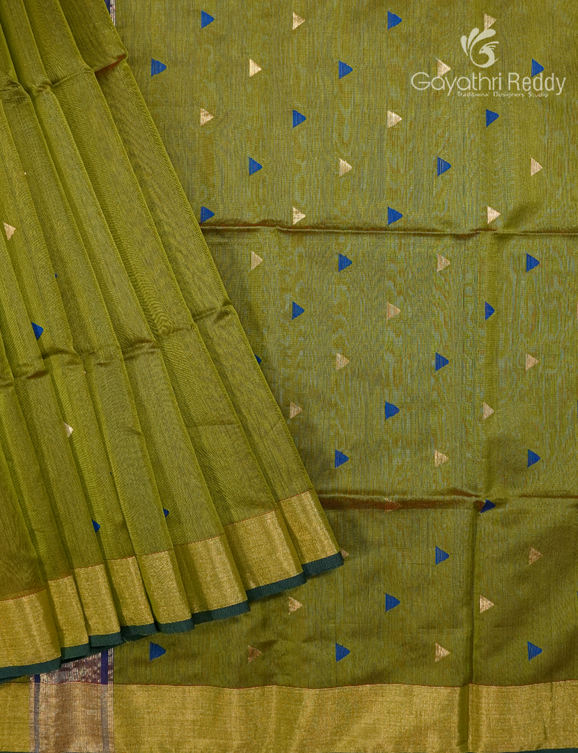 Pure Chanderi Sico Saree in Mehendi Green