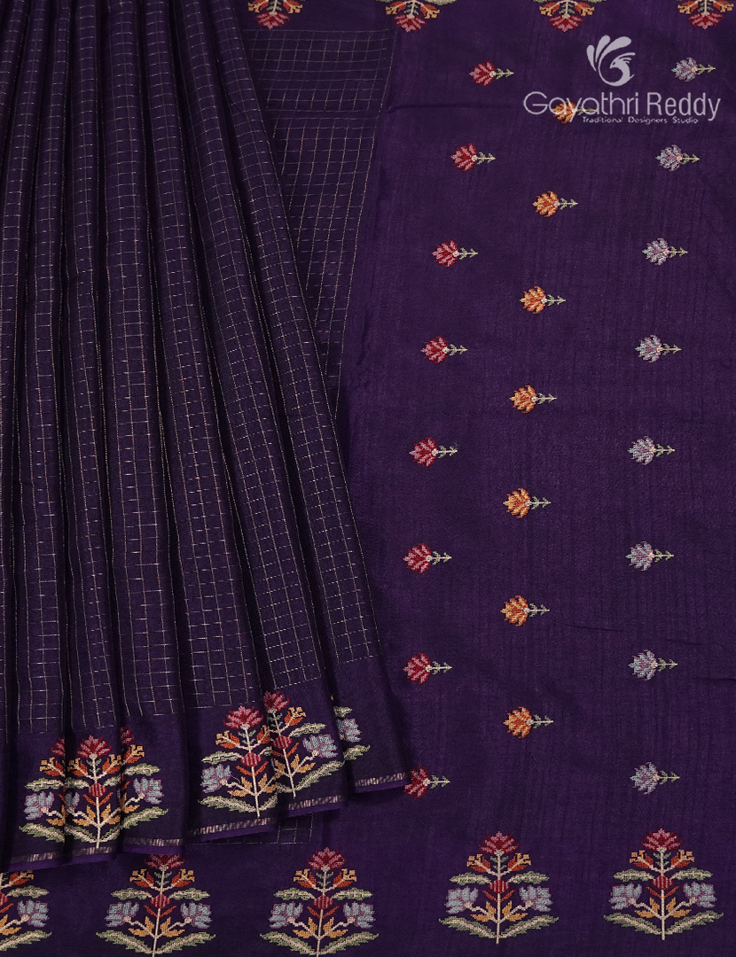 Semi Tussar Fancy Saree in Purple