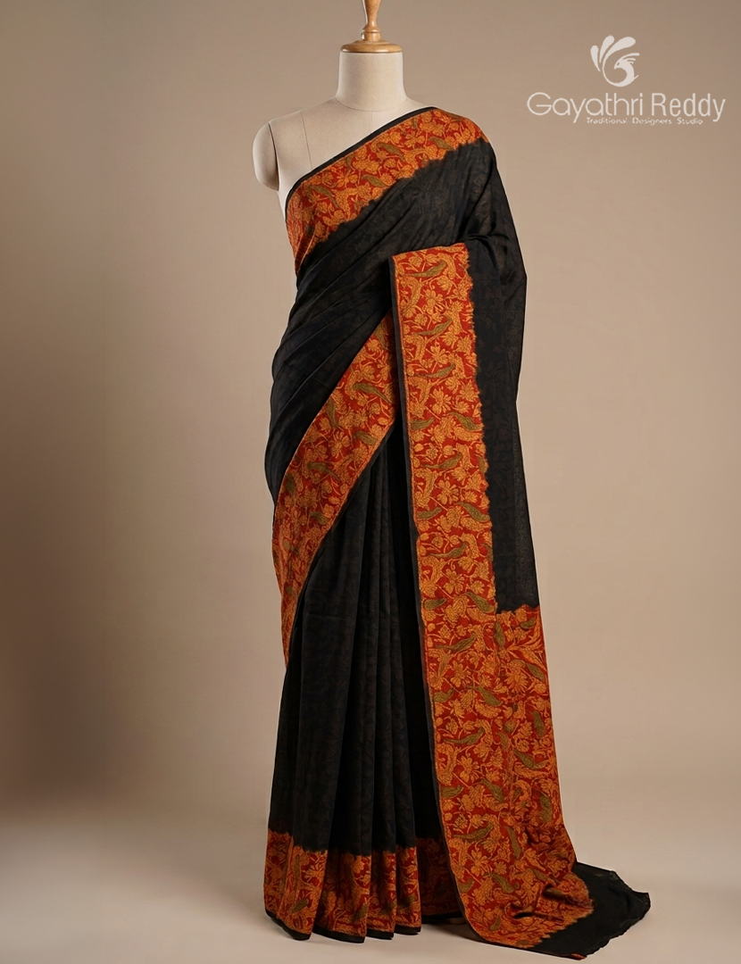 Pure MulMul Cotton Saree in Yellow and Black