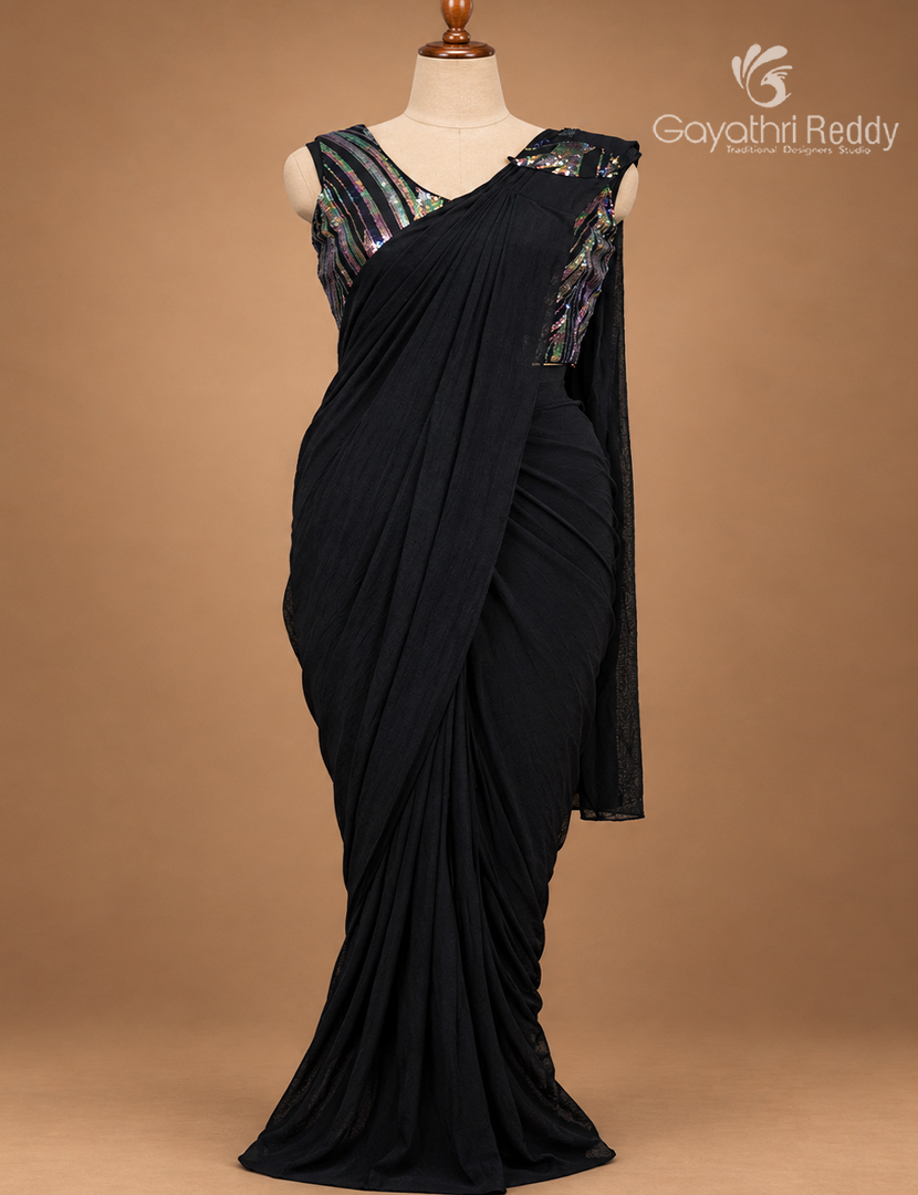One Minute Saree in Black