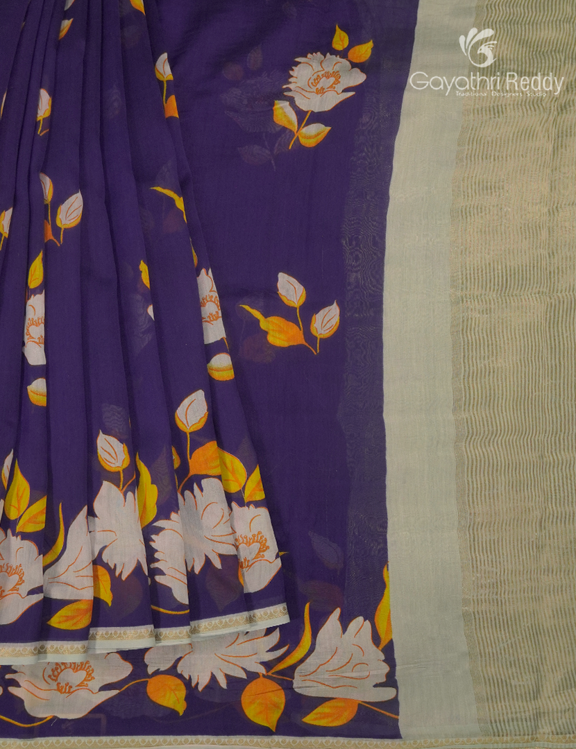 Pure Maheshwari Silk Saree in Violet