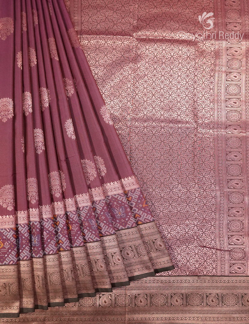 Semi Kanchipuram Art Silk Saree  in Deep Mauve