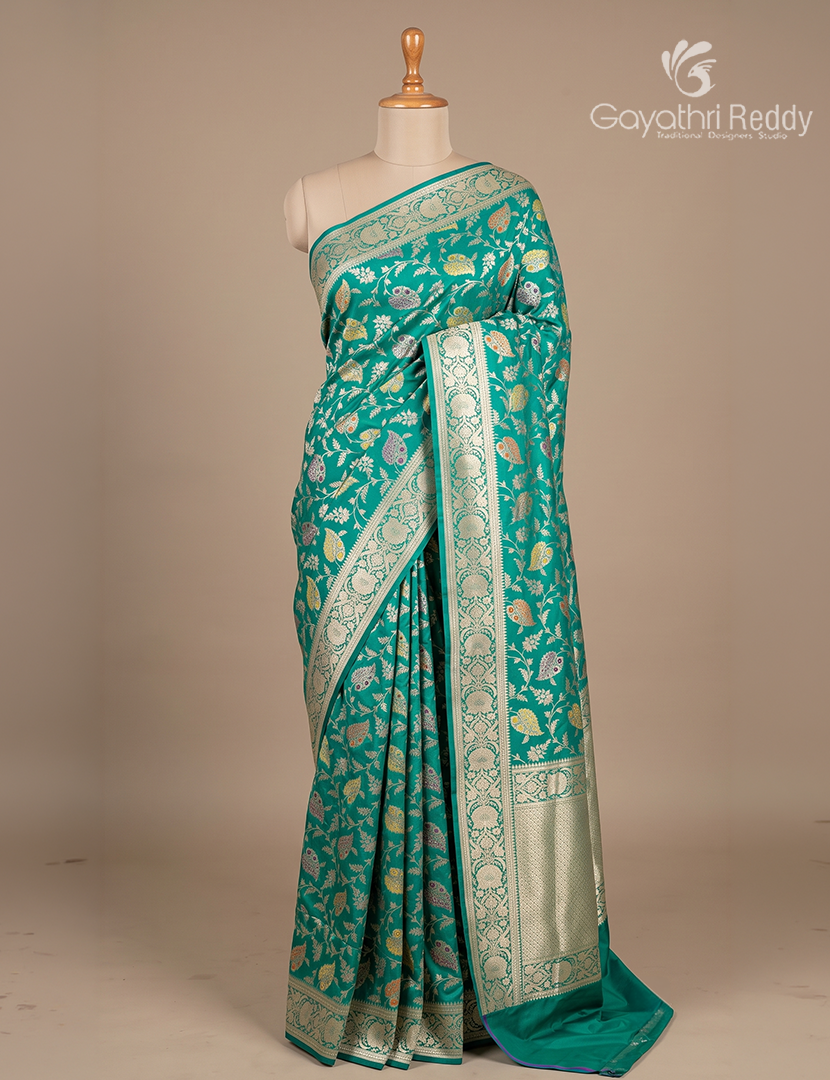 Pure Banaras Katan Silk Saree  in Sea Green