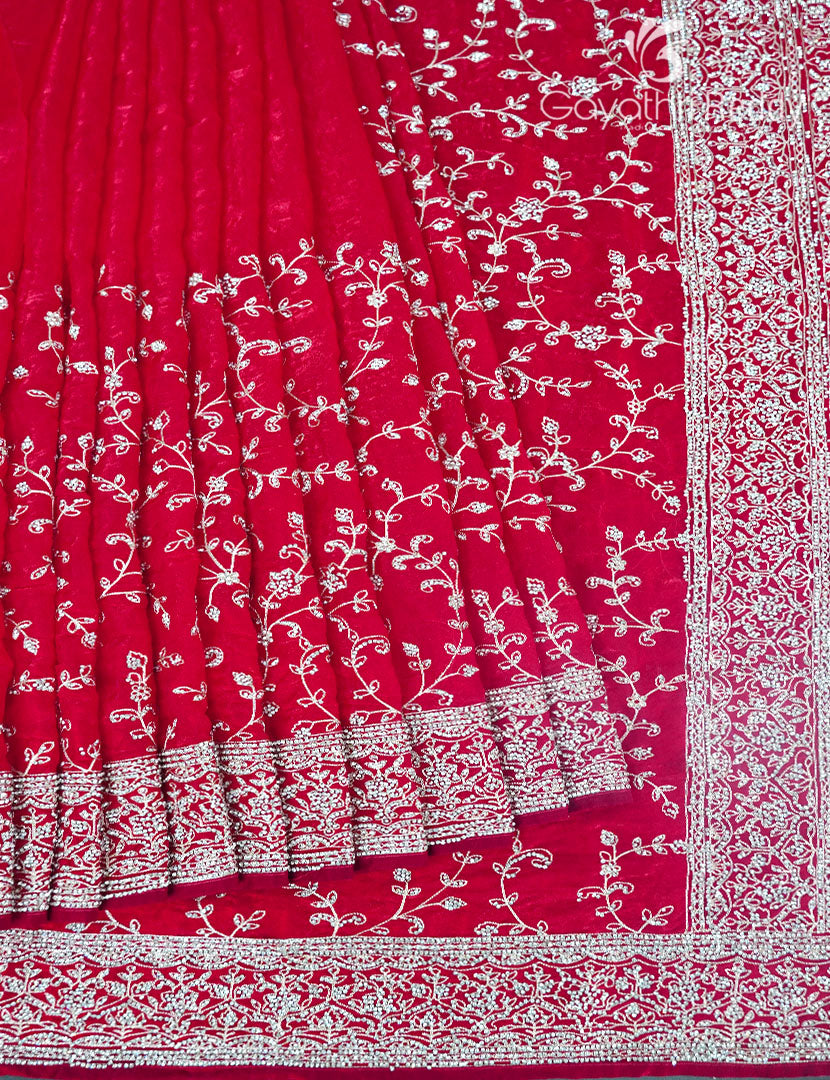 Tissue Organza Saree in Rani Pink