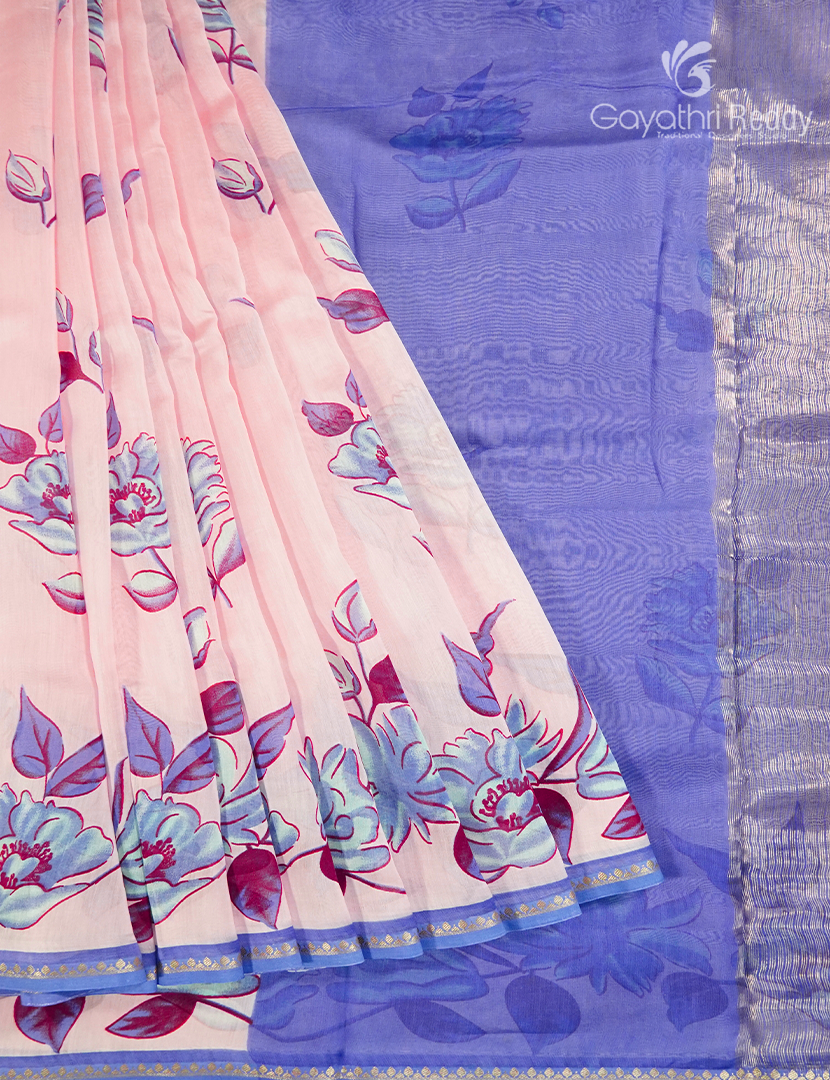 Pure Maheshwari Silk Saree in Pastel Pink and Lavender