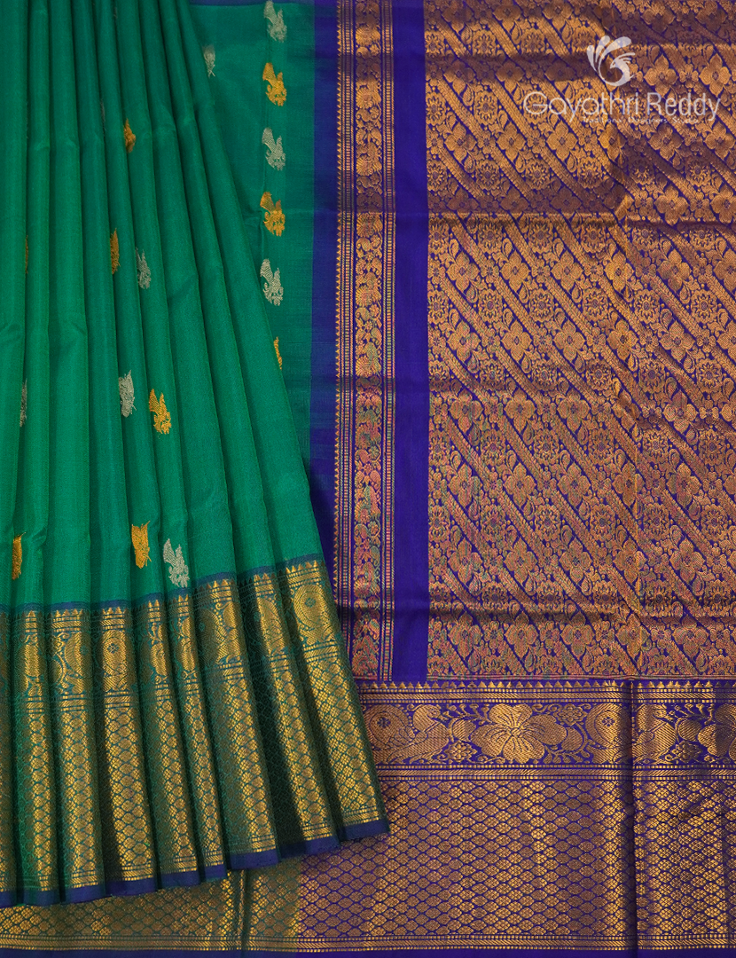Pure Uppada Silk Saree in Green and Blue