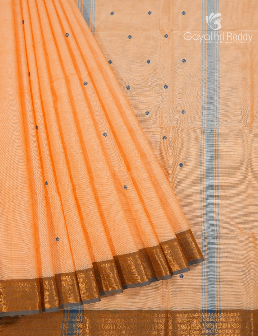 Pure Handloom Cotton Saree in Light Peach