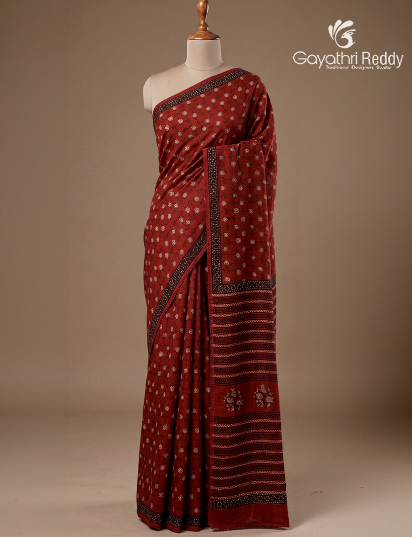 Pure Modal Silk Fancy Saree in Rust Red