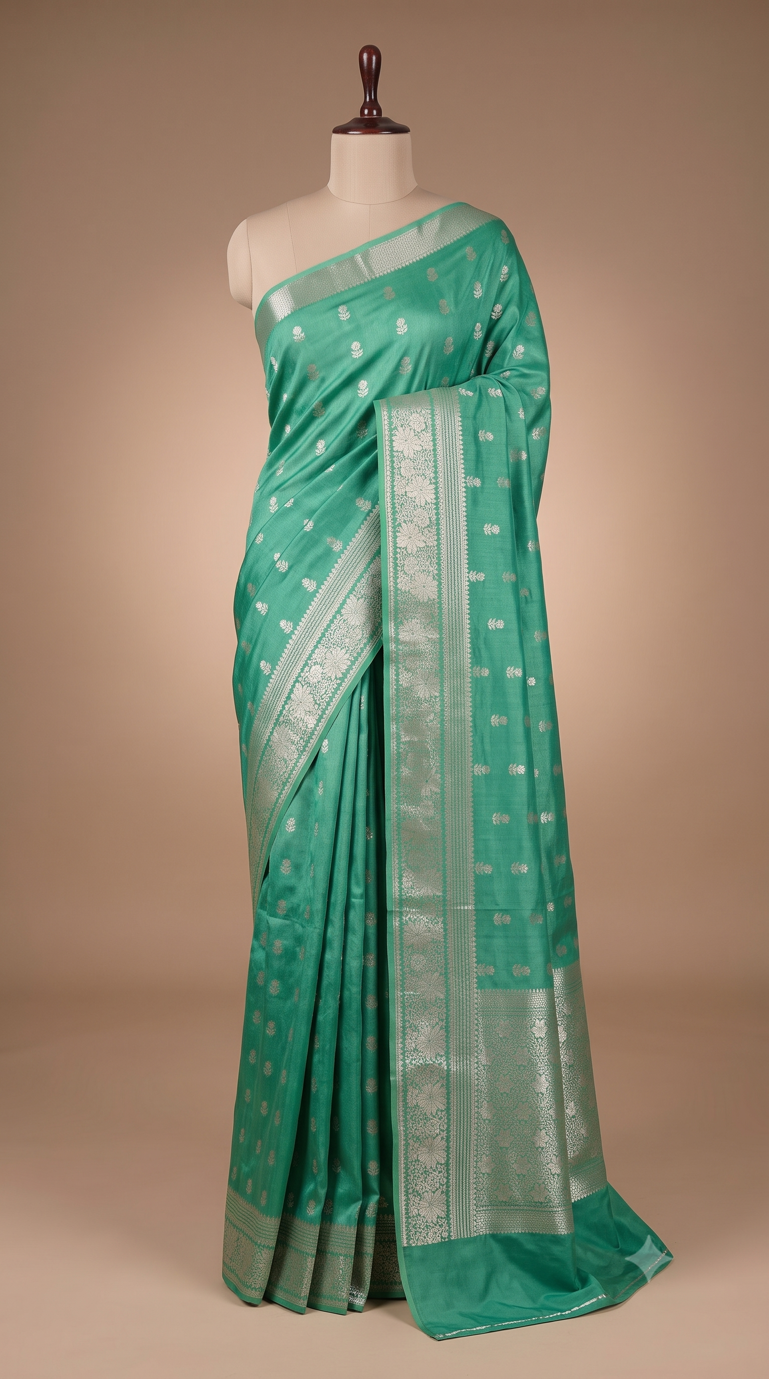 Banaras Mango Silk Saree in Sea Green