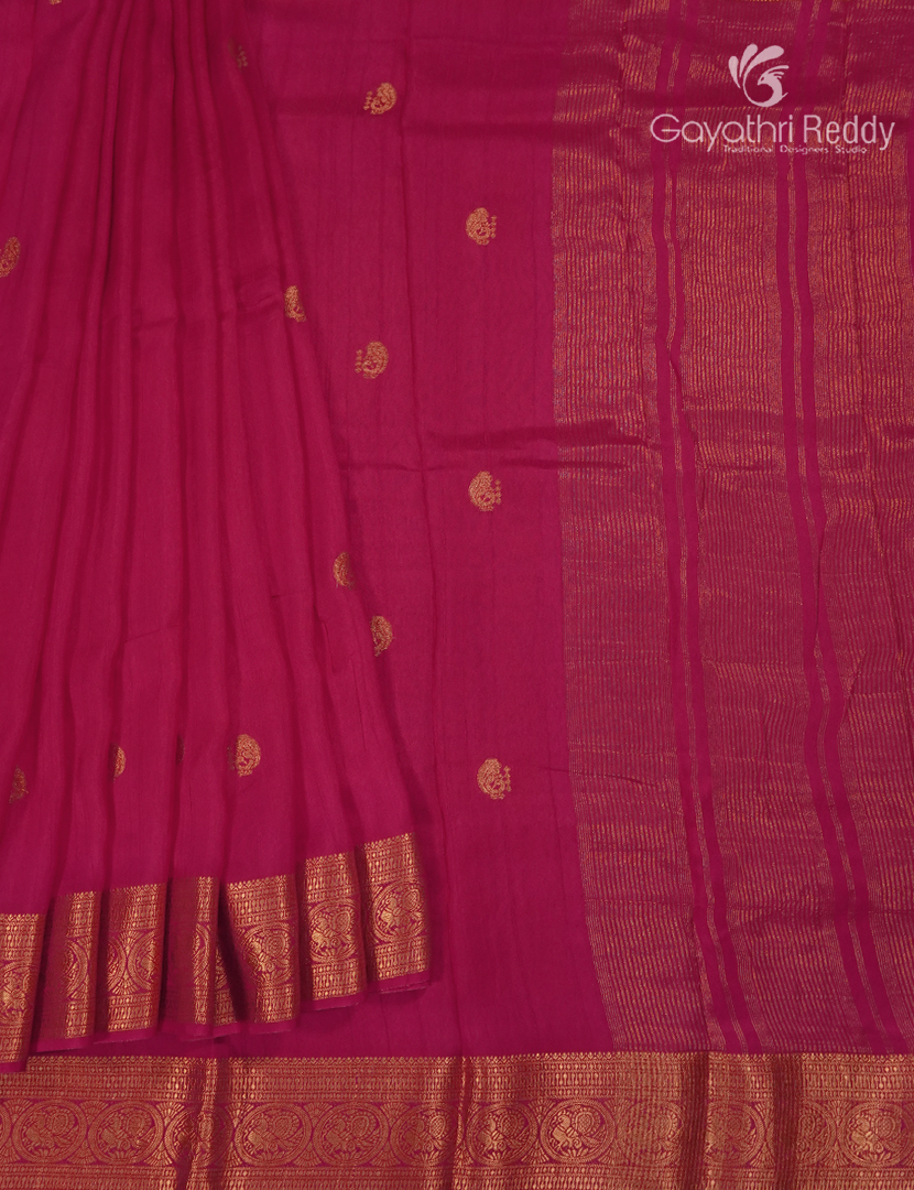 Semi Mysore Crepe Saree in Rani Pink