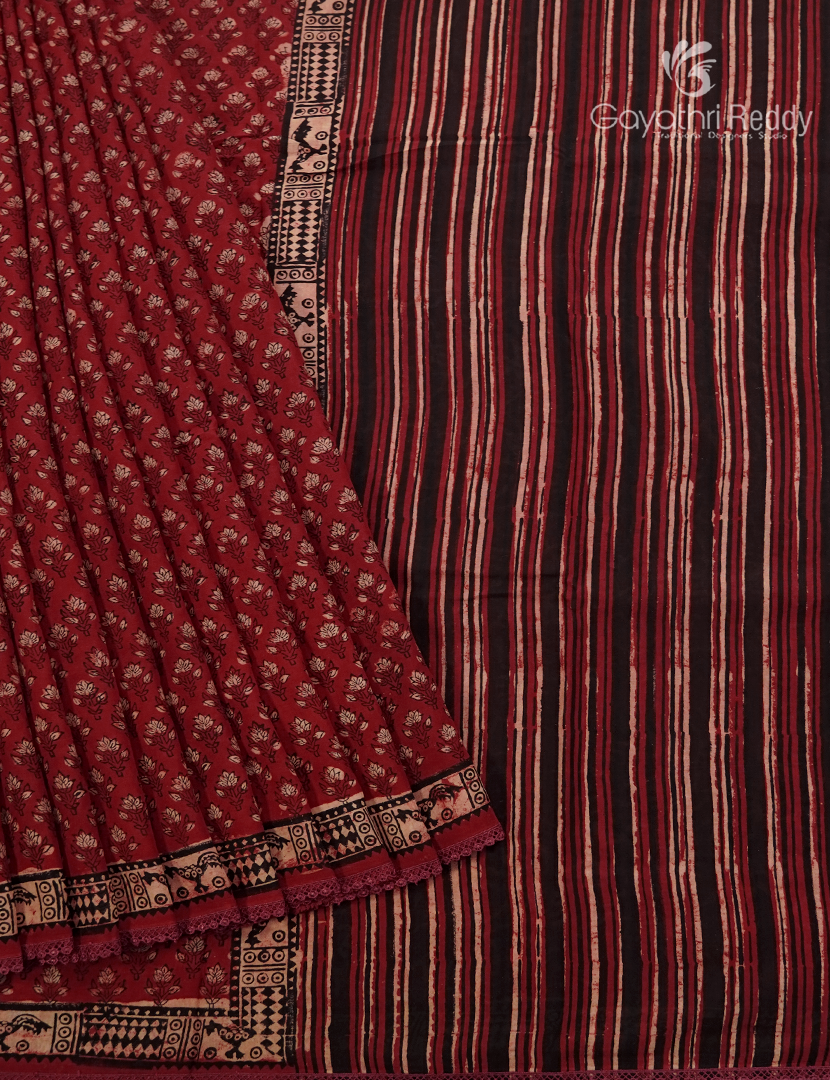 Pure Modal Silk Fancy Saree in Rust Red