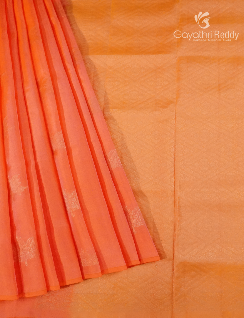 Pure Kanchipuram Silk  Saree in Orange  ( Butta Style )