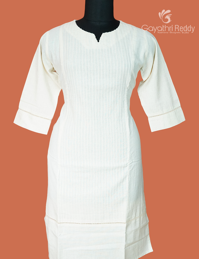 Kurthi in Pearl White