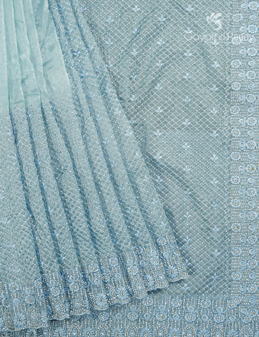 Glass Organza Saree in Powder Blue