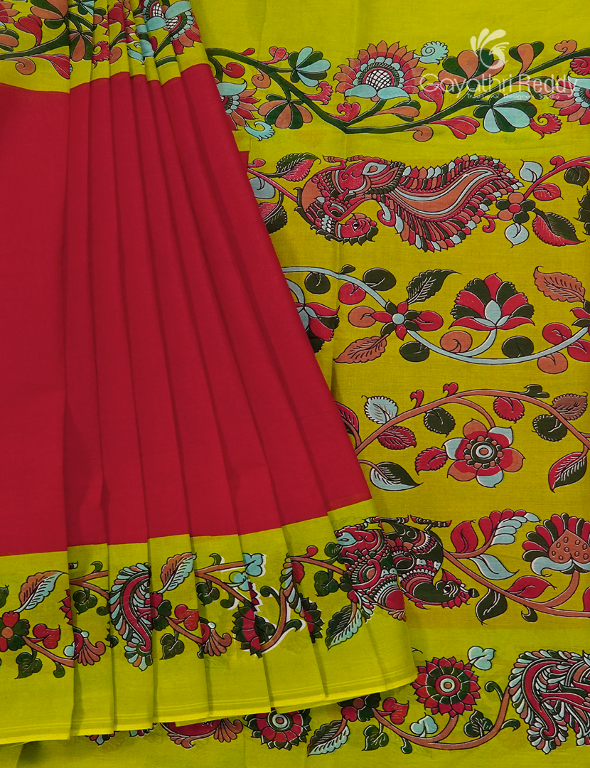 Pure MulMul Cotton Saree in Red