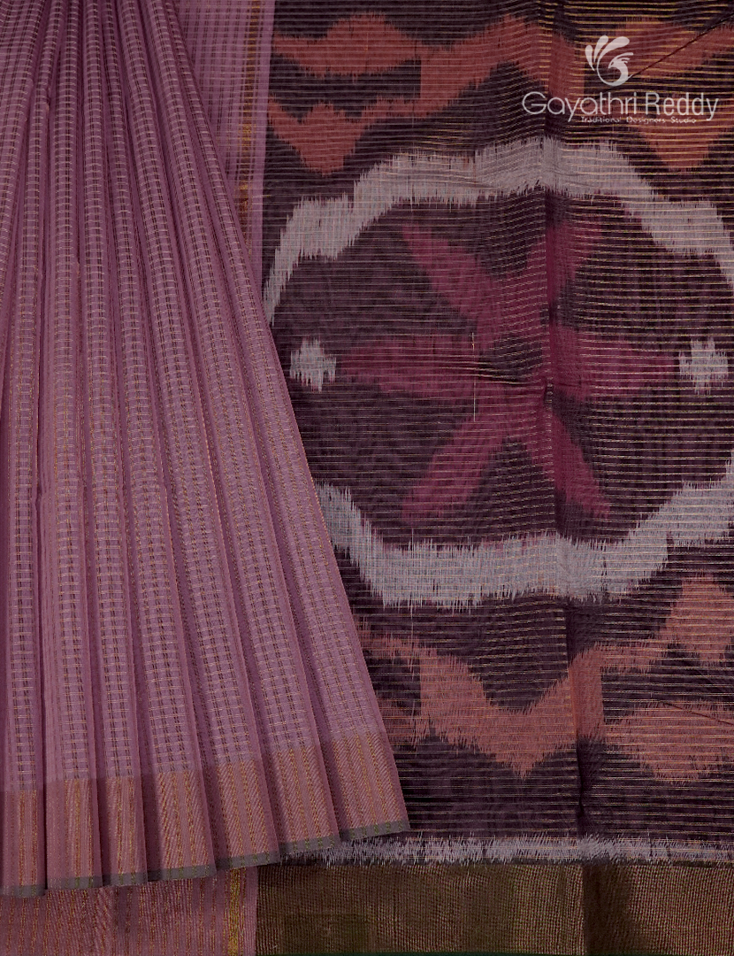 Semi Ikat Silk Saree in Onion Pink