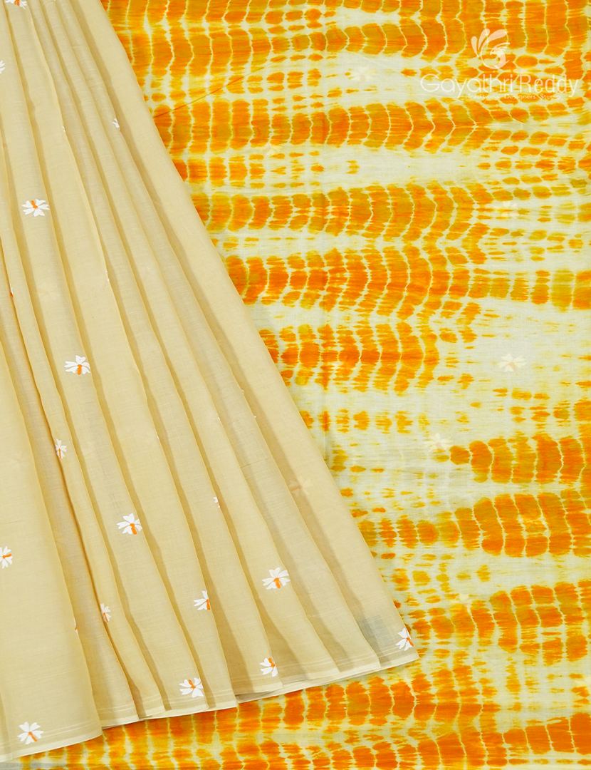 Pure MulMul Cotton Saree in Cream
