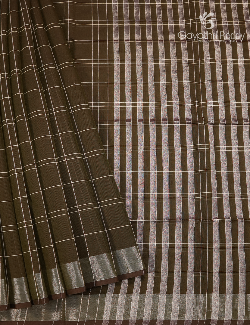Pure Kanchi Cotton Saree in Deep Olive Green