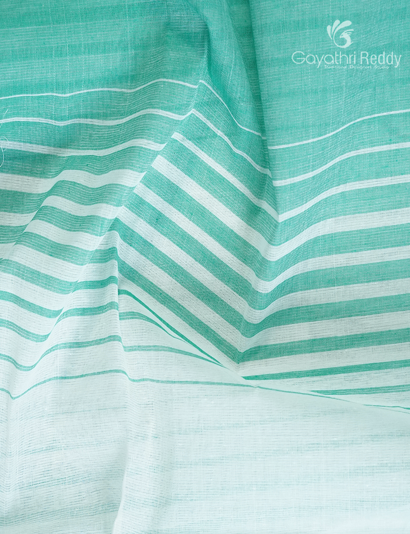Pure Handloom Cotton Saree in Aqua Blue