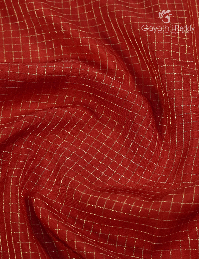 Semi Mysore Crepe Saree in Red and Deep Navy Blue