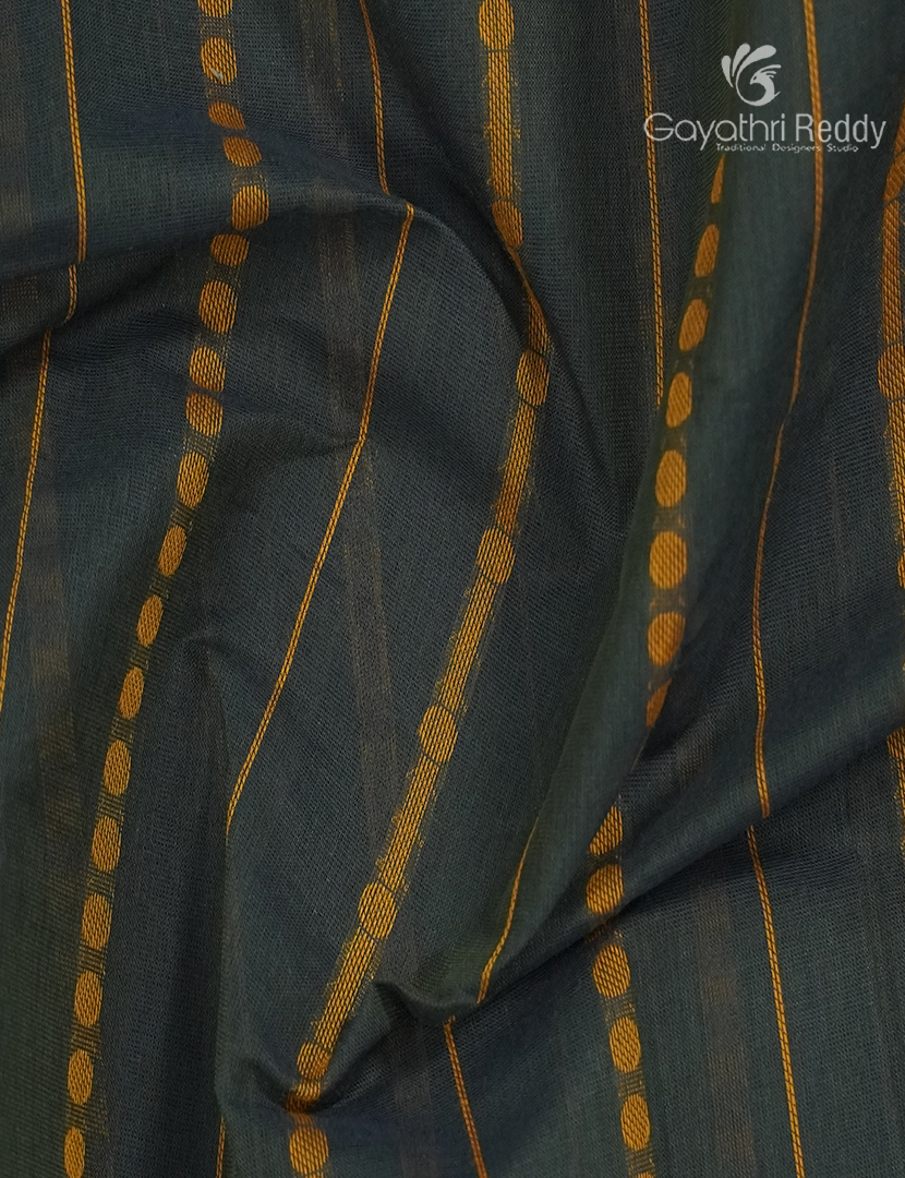 Pure Kanchi Cotton Saree in Slate Black