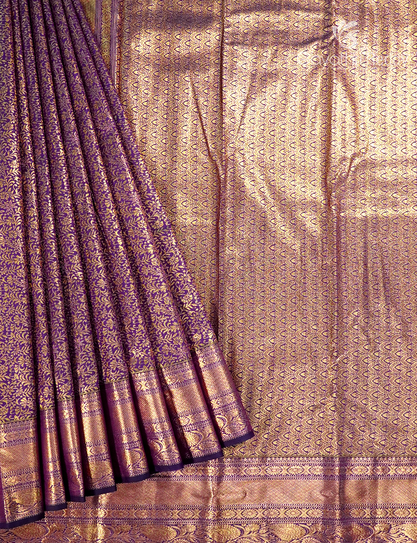 Semi Kanchipuram Silk Saree in Deep Purple