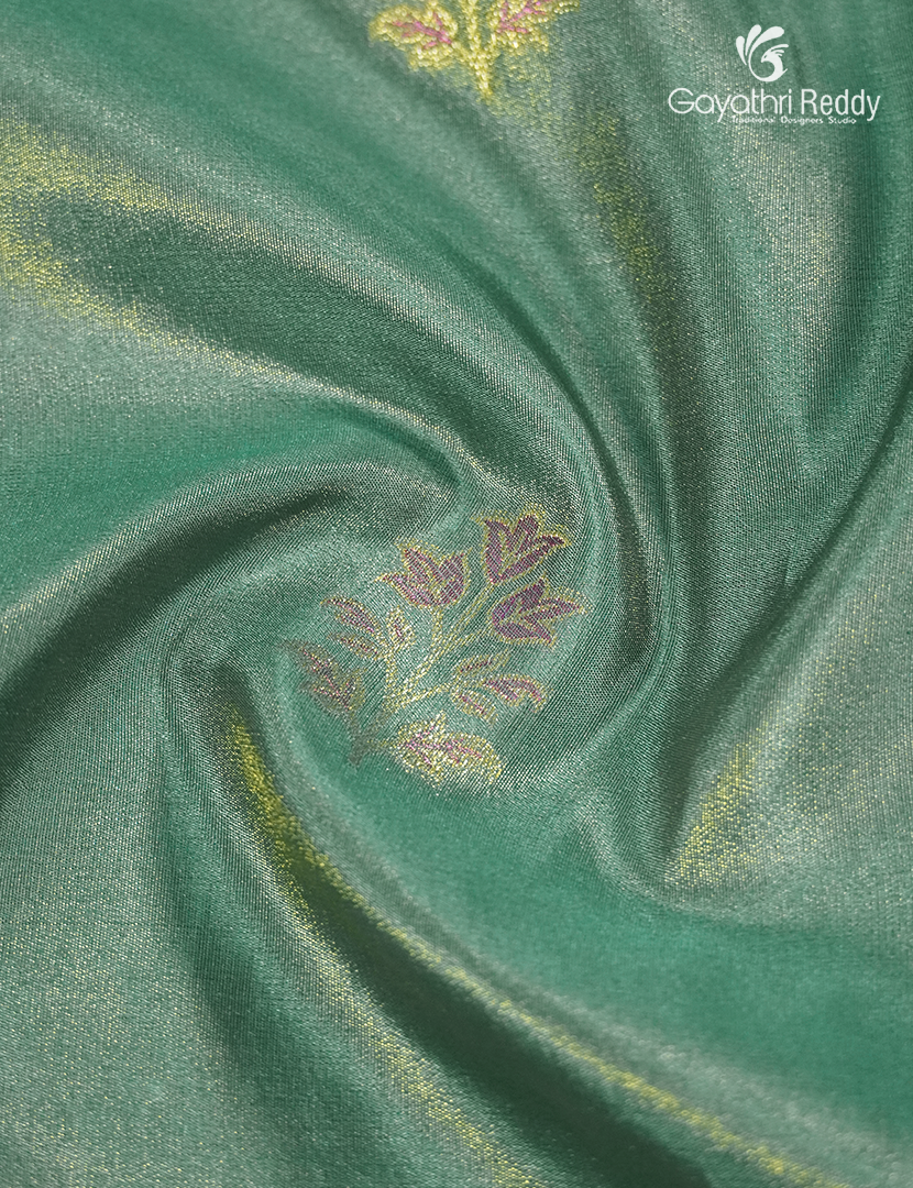 Semi Kanchipuram Silk Fancy Saree in Sea Foam Green