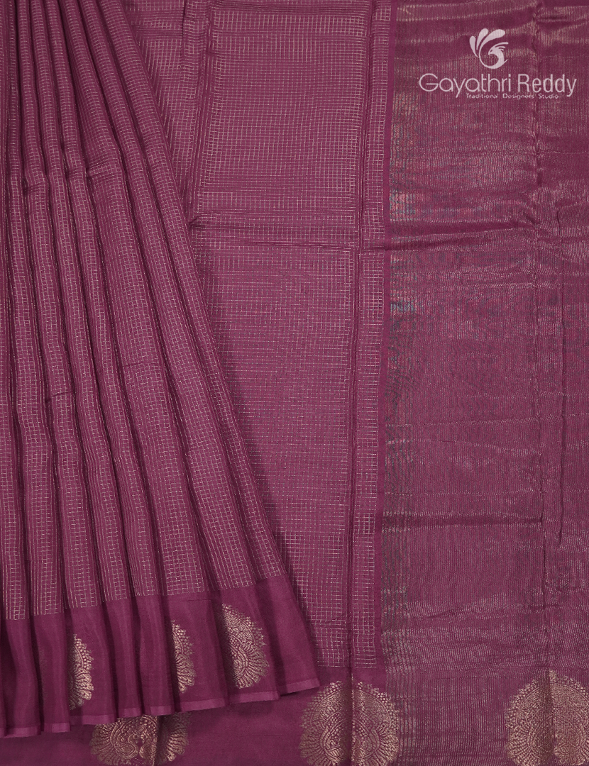 Semi Mysore Crepe Saree in Jamun