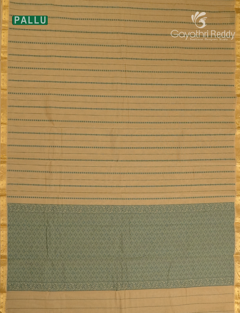 Pure Kanchi Cotton Saree in Deep Beige
