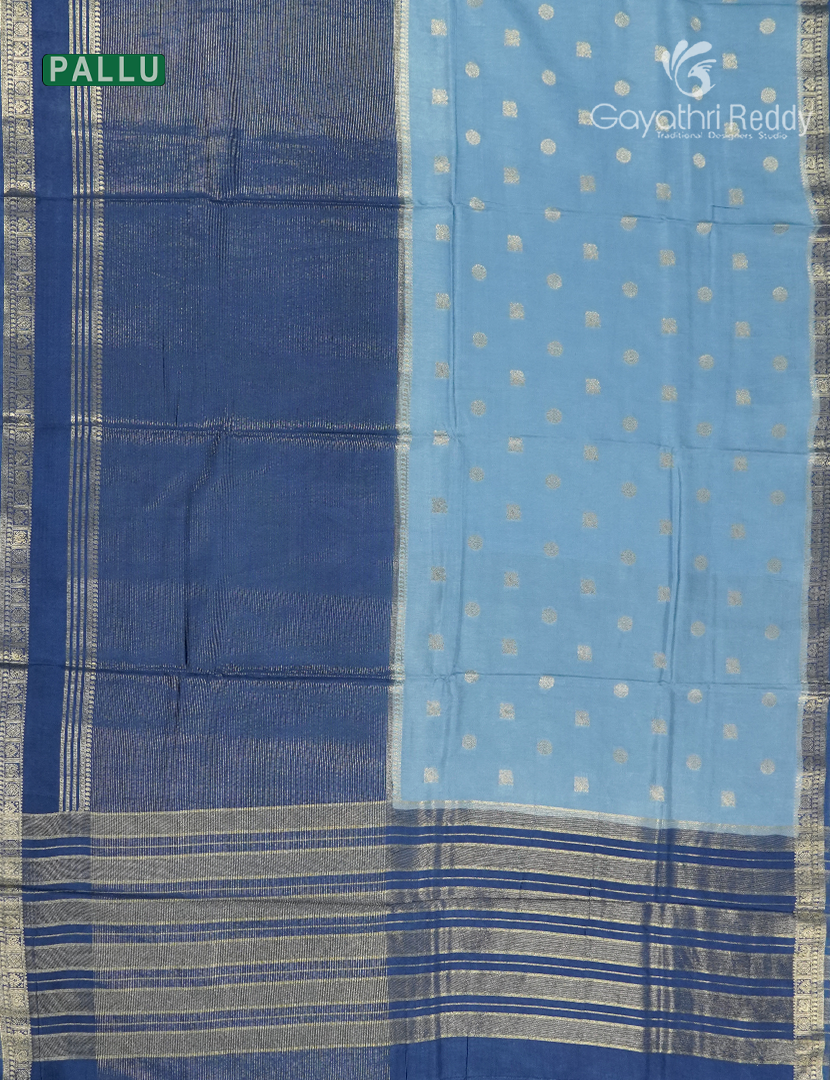 Semi Mysore Crepe Saree in Powder Blue and Indigo Blue