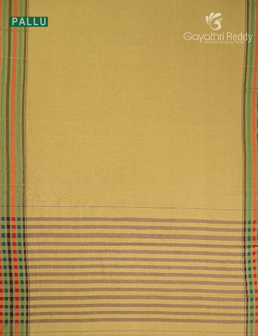 Pure Narayanpet Cotton Saree in Khakhi Green