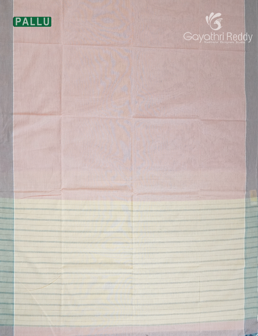 Pure Handloom Cotton Saree in Baby Peach