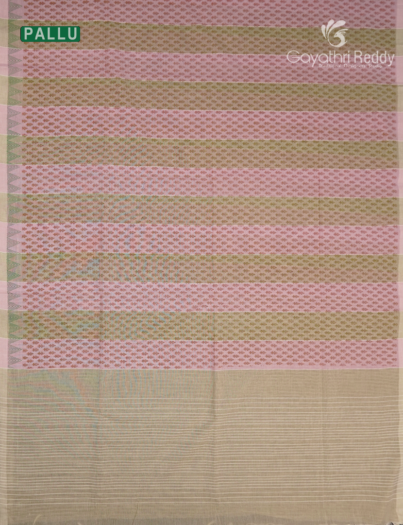 Pure Kanchi Cotton Printed Saree in Baby Pink and Lime Green