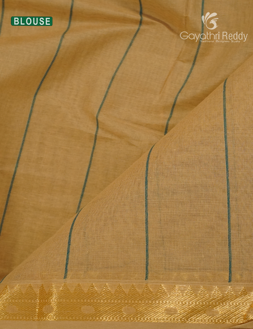 Pure Kanchi Cotton Saree in Deep Beige