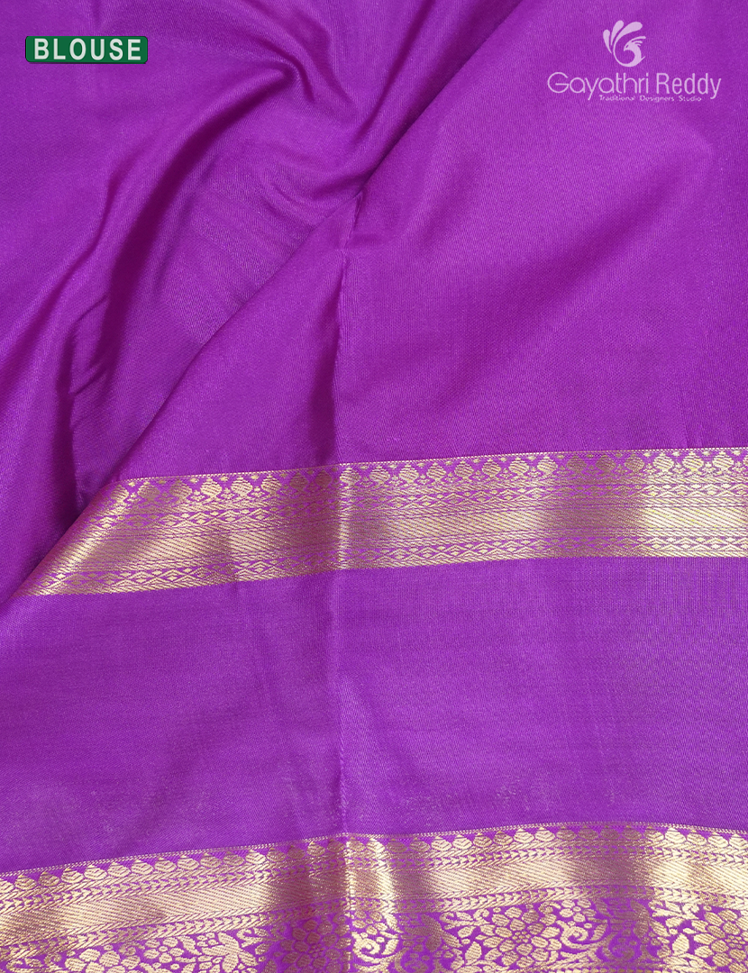Semi Kanchipuram Silk Saree in Blue  and Magenta