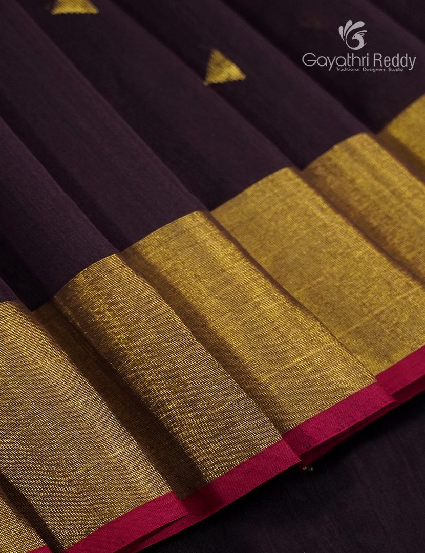 Pure Chanderi Sico Saree in Deep Snuff