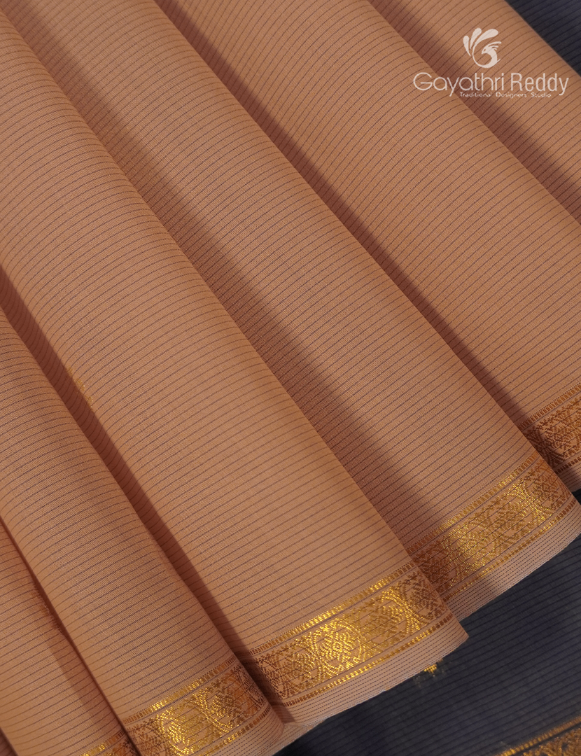 Kanchipuram Sico Saree in Sandalwood and Concrete Grey
