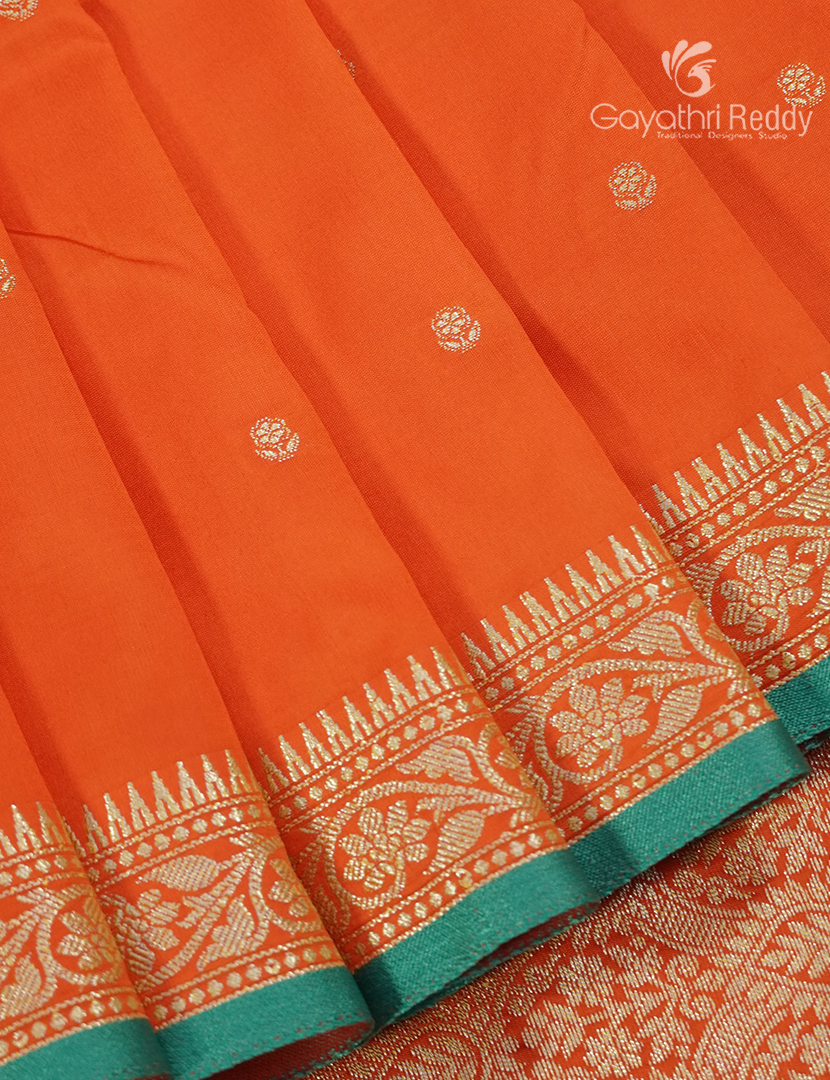 Semi Katan Silk Saree in Orange