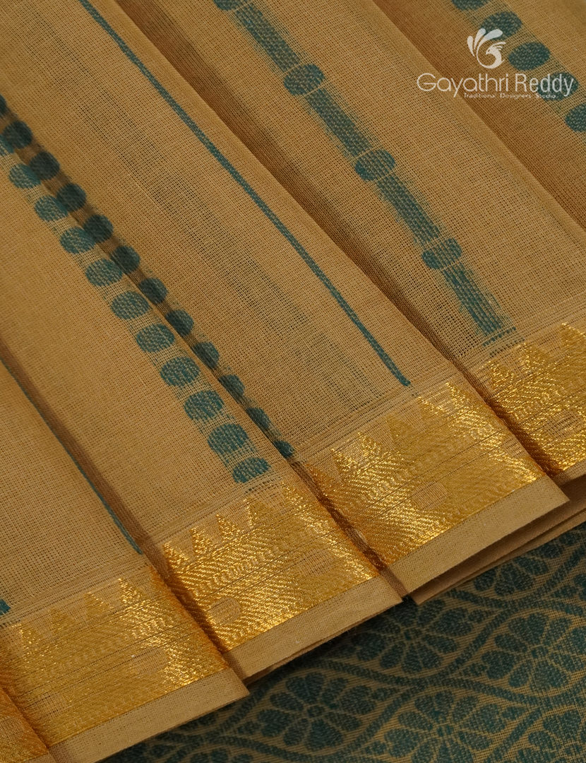 Pure Kanchi Cotton Saree in Deep Beige