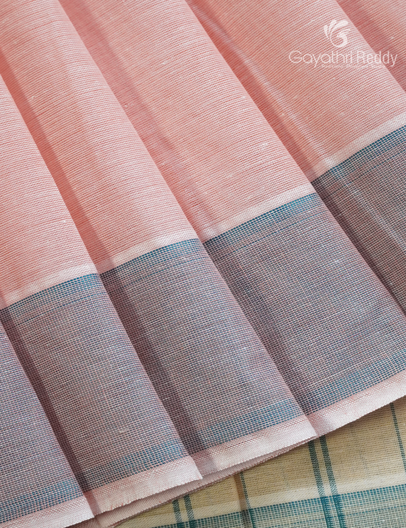 Pure Handloom Cotton Saree in Baby Peach