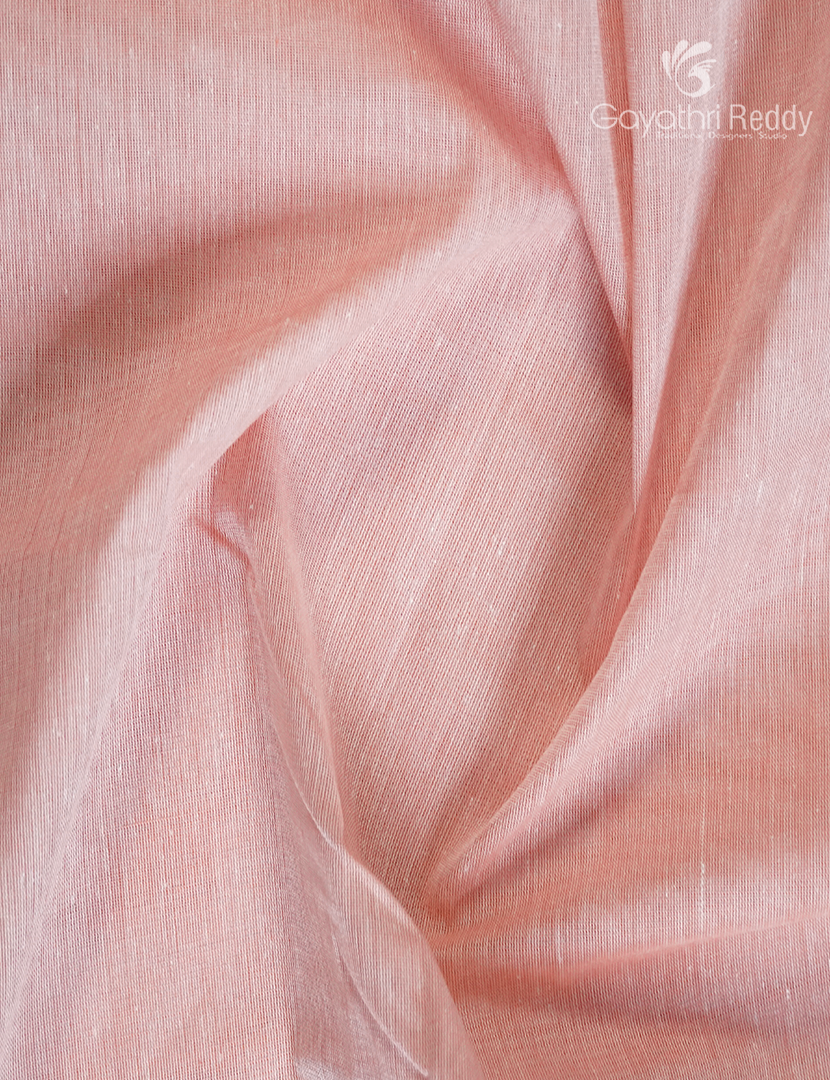 Pure Handloom Cotton Saree in Baby Peach