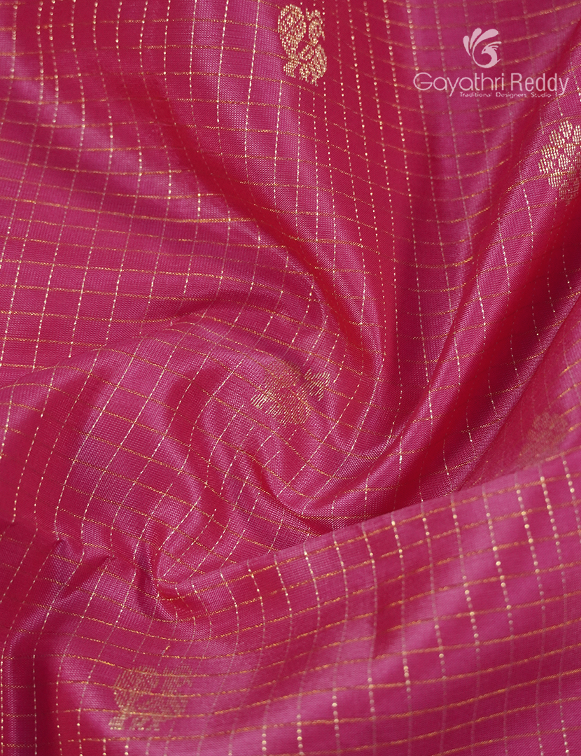 Pure Kanchipuram Silk Saree in Rose Pink and Orange