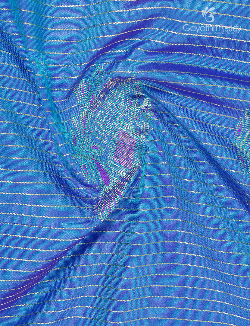 Semi Kanchipuram Silk Saree in Blue  and Magenta