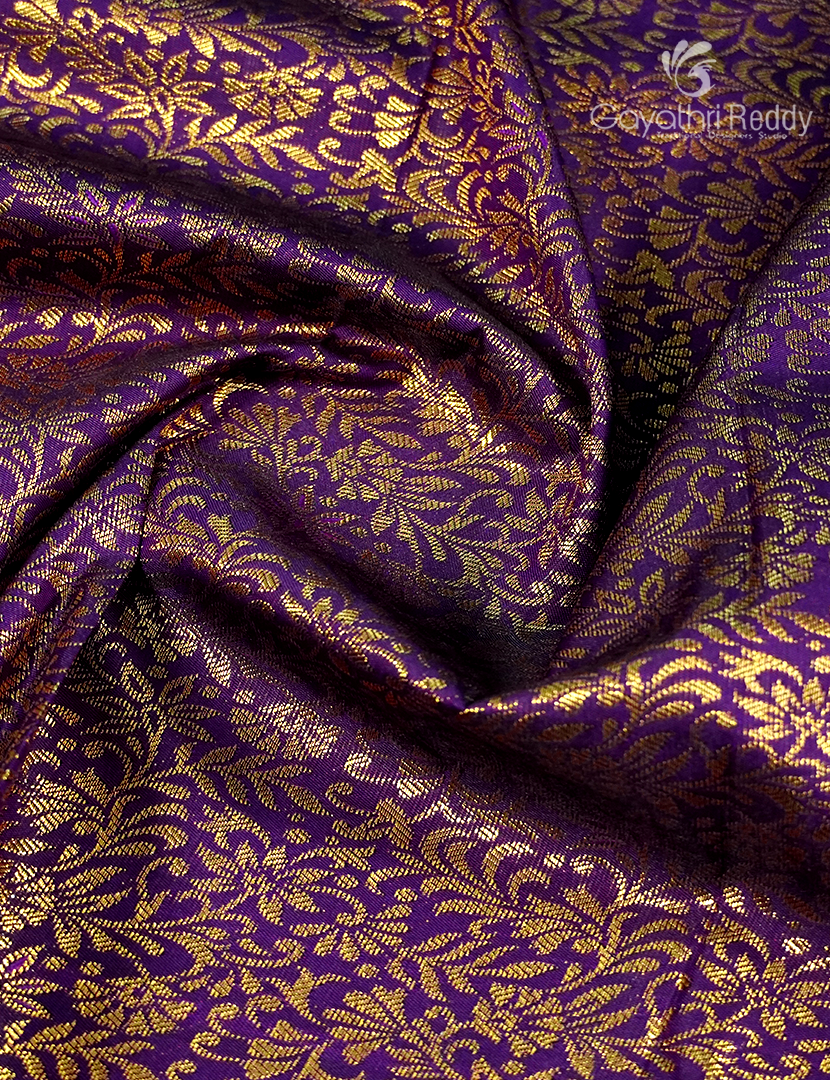 Semi Kanchipuram Silk Saree in Deep Purple