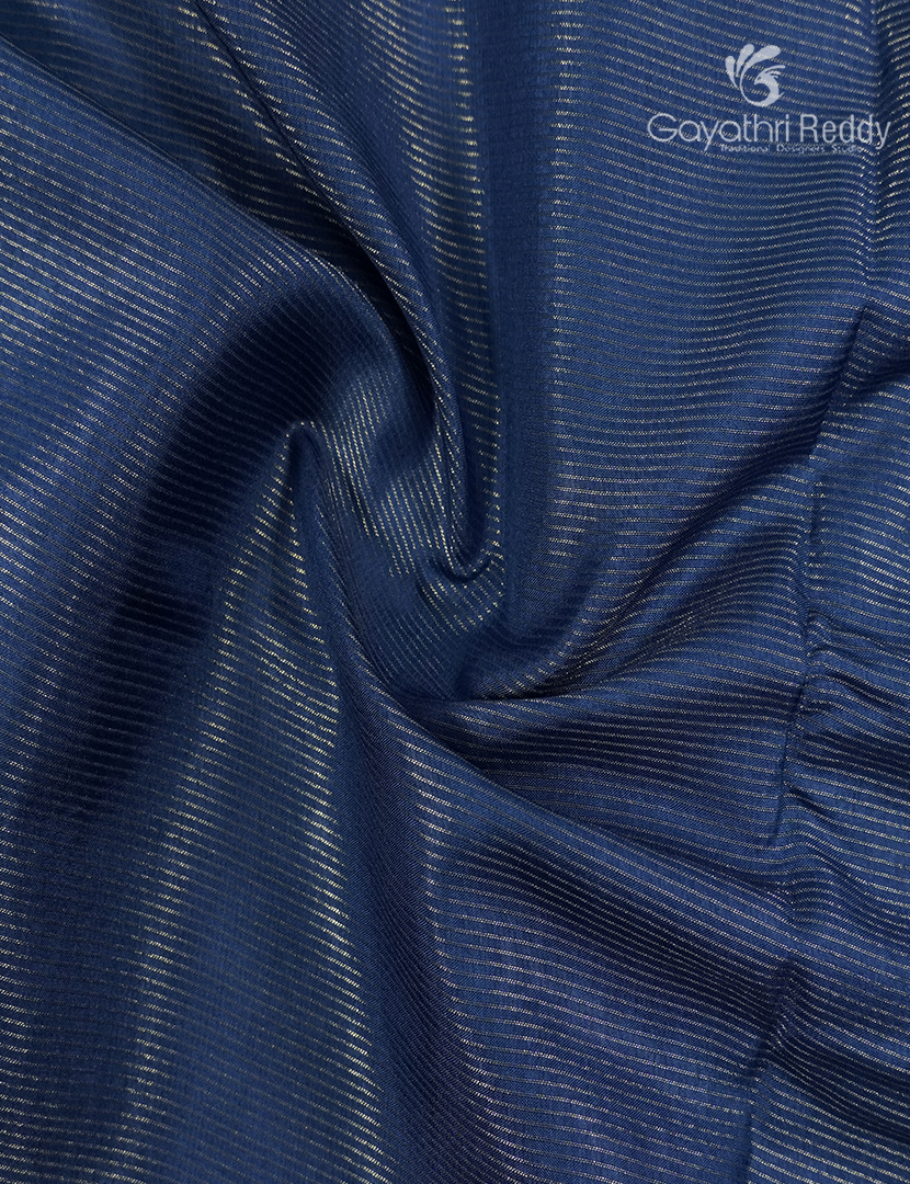 Semi Mysore Crepe Saree in Powder Blue and Indigo Blue